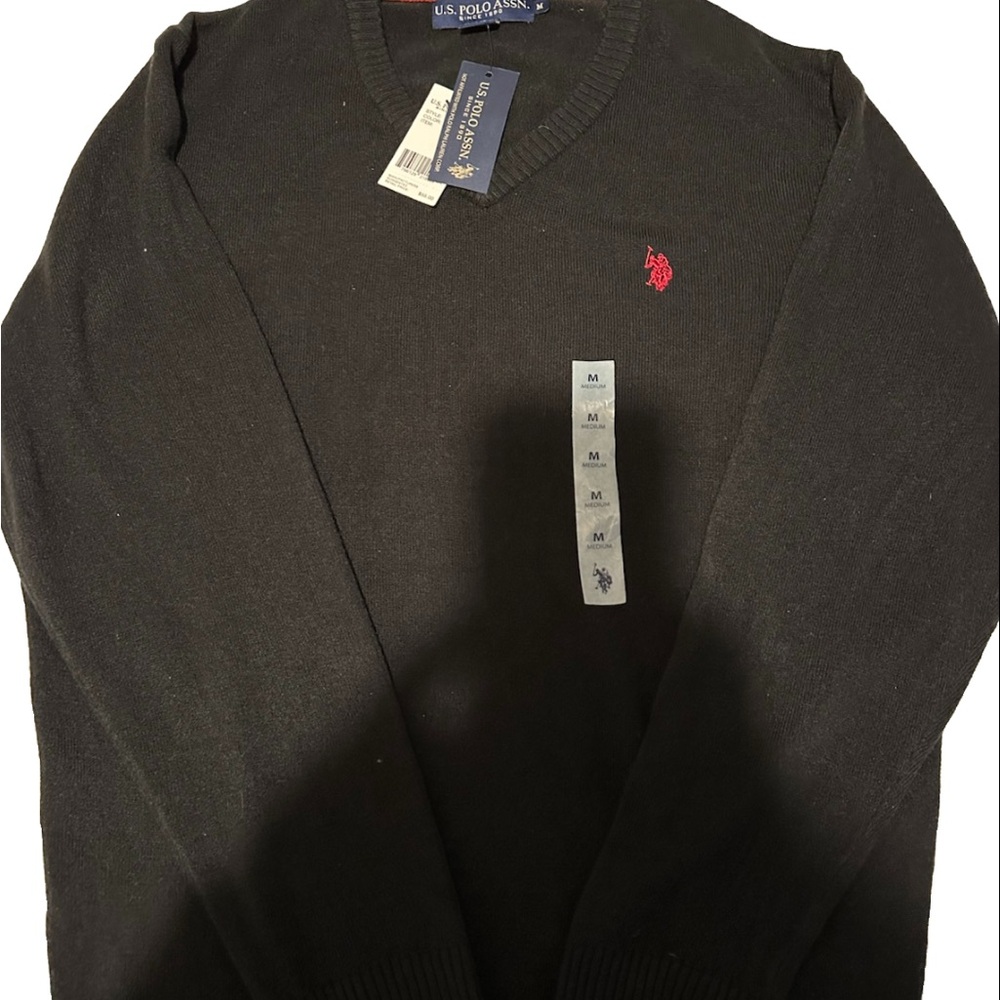 U.S. Polo Assn. Black Sweater with Red Logo
